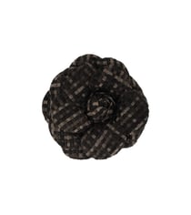 Broche fleur carreaux 7,5cm noir