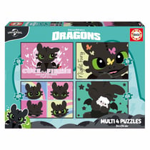 Educa How to Train Your Dragon - Coffret de 4 puzzles progressifs (50, 80, 100, 150 pièces)