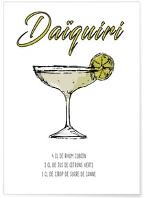 Affiche Cocktail Daïquiri | A3 : 29,7x42cm