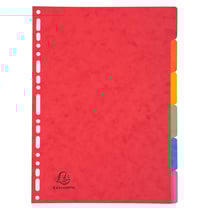 Intercalaires carte lustrée 400g 6 positions - A4 - Couleurs assorties - x 50 - Exacompta