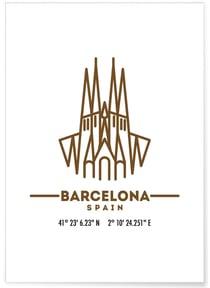 Poster Coordonnées Barcelone | A3 : 29,7x42cm