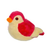 Peluche - Oiseau sonore birdies 14 cm - framboise