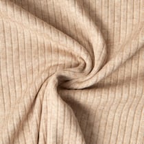 Tissu Jersey Maille côtelé uni Beige chiné