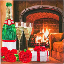 Kit carte broderie diamant 18x18cm Champagne