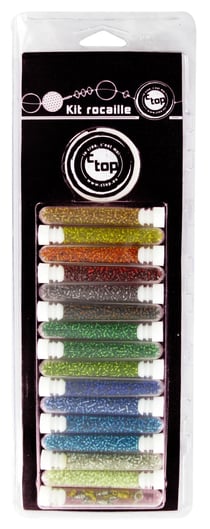 Perle Rocaille 15 tubes 7 g Métallisé + fermoirs et fil