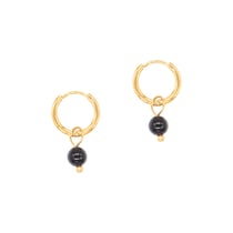 Boucles d'oreilles créoles Serena en pierres Obsidienne