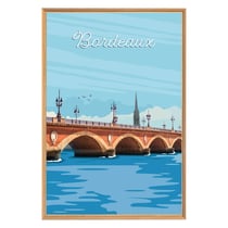 Tableau mural encadré illustration pont de pierre Bordeaux 65x97 cm