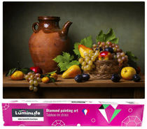 Diamond Painting Broderie Diamant LUMINLIFE 50x65cm, 5D, diamants ronds - Nature morte