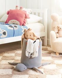 Panier de Rangement Gris en Coton Tortue Jouets Enfants Accessoires Chambre