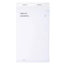 Bloc Maître d'Hôtel 50 feuillets autocopiants numérotés en tripli - Format 9,5x17 cm - Blanc - x 50 - Exacompta