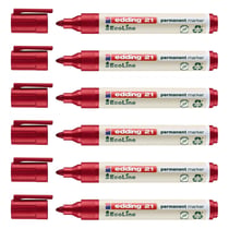 Lot de 6 marqueurs permanents - EDDING - Pointe ronde 1,5-3 mm - Rouge - EcoLine 21