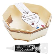 2 moules à gâteau bois Ø 18 cm + Stylo glaçage noir