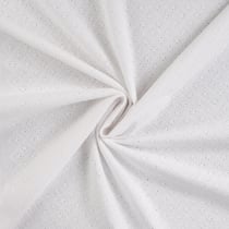 Tissu Coton brodé ajouré Lois uni Blanc - Au mètre