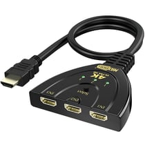 Max excell Switch HDMI 3-en-1 Résolution 4K Ultra HD avec Bouton de Sélection Noir