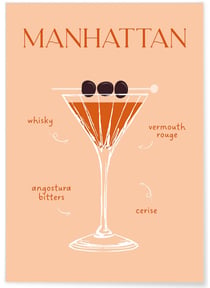 Affiche Cocktail Manhattan 2 | A3 : 29,7x42cm