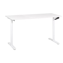 Bureau Réglable Manuellement Plateau et Structure Acier Blanc 160 x 72 cm Hauteur Ajustable Assis Debout Pieds Ronds Design Moderne