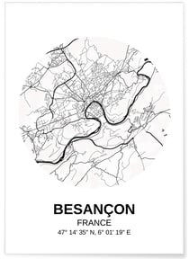 Affiche Carte Besançon | A3 : 29,7x42cm