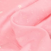 Tissu Plumetis Coton Petites fleurs brodées sur fond Rose pâle