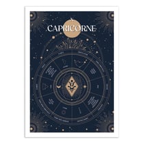 Affiche 50x70 cm - Capricorne Signe du Zodiac - Frog Posters