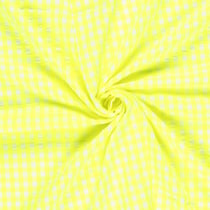 Tissu Seersucker Carreaux blanc sur fond Jaune fluo