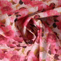 Tissu Coton imprimé Aqua Améliha sur fond Blanc cassé - Au mètre