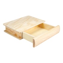 Boite en bois en forme livre 19 x 14.4 cm H 4.2 cm
