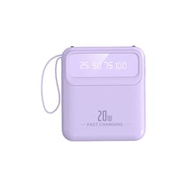 Avizar PowerBank 10000mAh 20W avec Écran LED / Torche / Câbles Compact Lavande