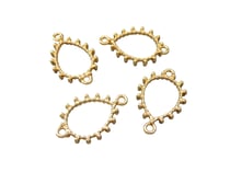 4 Connecteurs ethniques forme goutte 24*16mm - contour billes - doré