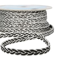 Bobine 15m Galon tressé Noir/argent 12mm