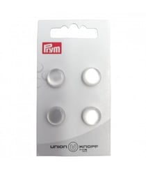 Carte de 4 boutons Rond en polyester à queue 12mm - Prym Blanc