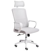 Chaise de Bureau Gris Clair en Maille Base Pivotante Appui-tête Réglable en Hauteur Siège Bureau à Domicile