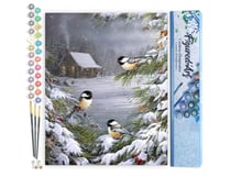 Peinture par Numéro Figured'Art - Trois Oiseaux sous la Neige - Kit de Loisir Créatif DIY Numéro d'Art Complet - 40x50cm sans châssis en bois