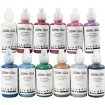 Colle à paillettes, ass. de couleurs, 12x25 ml/ 1 Pq.