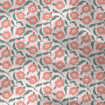 Tissu Double gaze Coton Storia fleuris sur fond Rose pâle - Au mètre