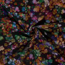 Tissu Jersey Viscose Ambrosia fleurs Orange cuivré sur fond Noir