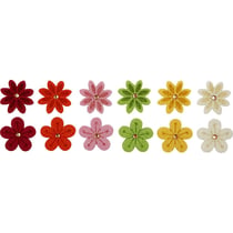 Assortiment de fleurs en feutrine avec strass - 3 cm - 12 pcs