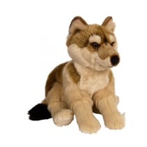 Peluche - Loup allongé marron - 30 cm