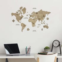 CARTE DU MONDE EN BOIS 2D (60*40 cm)