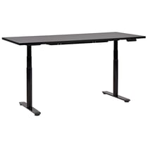 Bureau Électrique Réglable Plateau et Structure Acier Noir 180 x 80 cm Hauteur Ajustable Assis-Debout Pieds Ronds Design Moderne