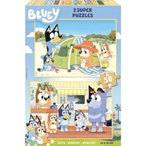 2 puzzles en bois bluey : journee detente 2 x 50 pieces - dessin anime - educa - 19408