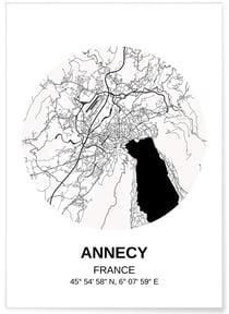 Affiche Carte Annecy | A3 : 29,7x42cm