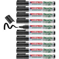 Lot de 10 marqueurs permanents EDDING 22 EcoLine pointe biseautée 1-5 mm - Noir