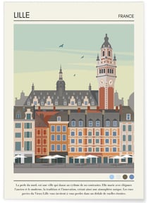 Affiche ville Lille Vintage | A3 : 29,7x42cm
