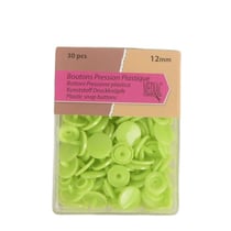 Lot de 30 boutons pression 100% plastique vert fluo 12mm