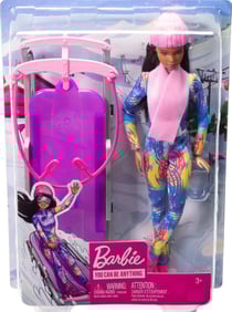 Barbie sport d'hiver : barbie et sa luge + 1 accessoires - poupee mannequin - mattel - hgm74