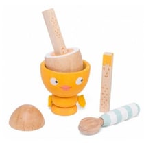 Oeuf à la coque et coquetier poussin en bois - le toy van - tv315 - dinette