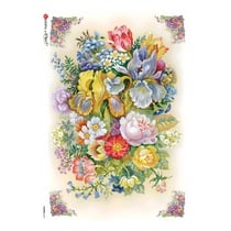 1 feuille de papier de riz 22.5 x 32 cm découpage collage Paper Designs POT POURRI DE FLEURS 0127