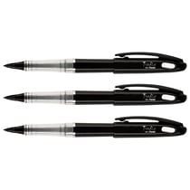 Lot de 3 Feutres plume Pentel Tradio - Encre noire - Pointe plastique - Corps vernis noir