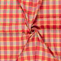 Tissu Polycoton smock carreaux jaune et Rouge
