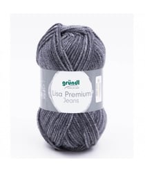 Pelote de laine à tricoter LISA PREMIUM JEANS - Grundl - certifiée Oeko-Tex 08 Gris